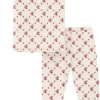 KicKee Pants Short Sleeve Kimono Pajama Set - Natural Rose Trellis, 6 Years