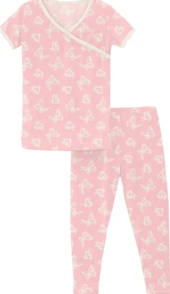 KicKee Pants Short Sleeve Kimono Pajama Set - Lotus Butterfly, 3T
