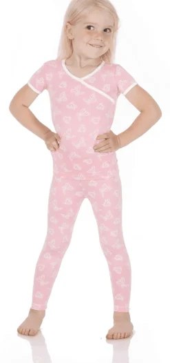 KicKee Pants Short Sleeve Kimono Pajama Set - Lotus Butterfly, 3T
