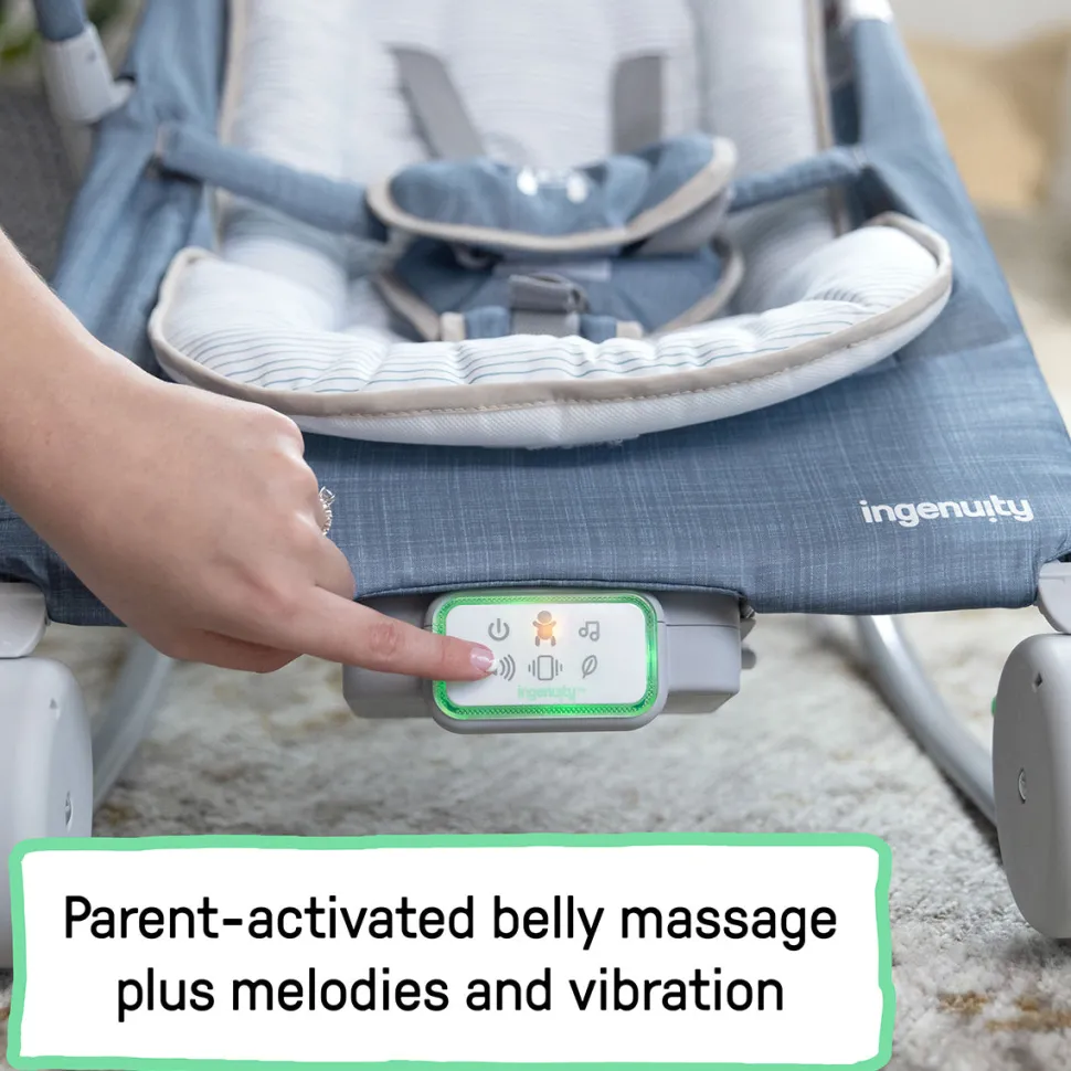 Kids2 Ingenuity Happy Belly Rock-to-Bounce Massage Seat - Chambray