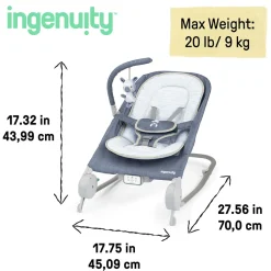 Kids2 Ingenuity Happy Belly Rock-to-Bounce Massage Seat - Chambray