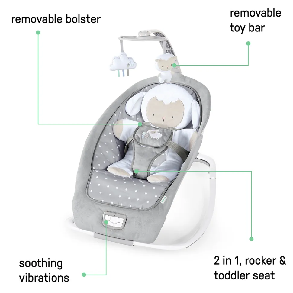 Kids2 Ingenuity Infant to Toddler Rocker and Baby Bouncer Seat - Cuddle Lamb