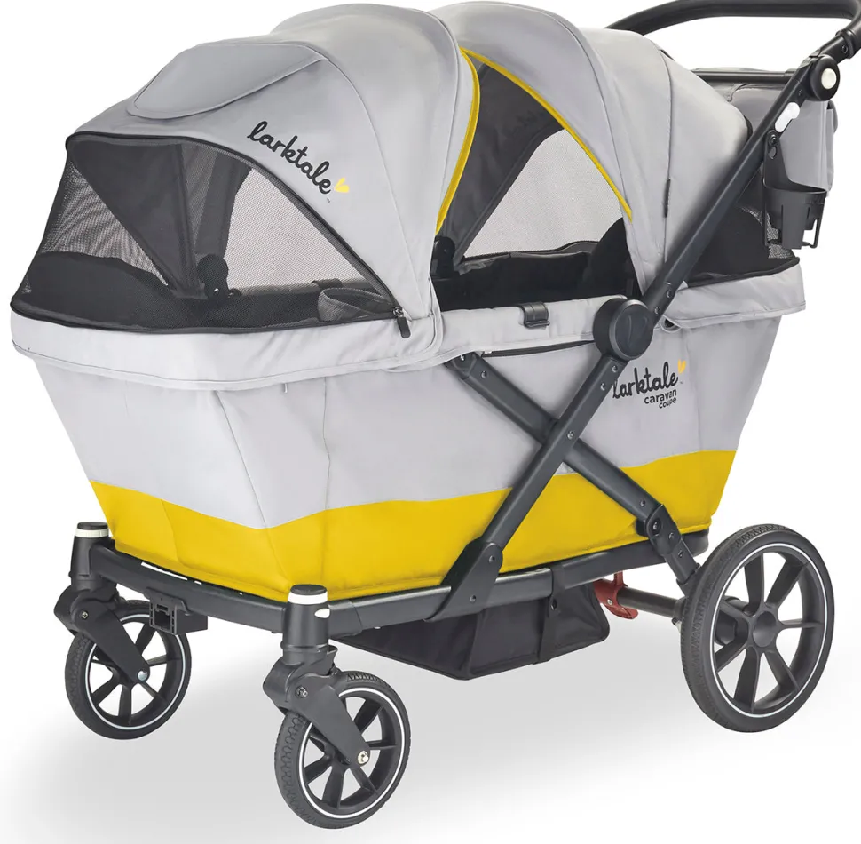 Larktale Caravan Coupe (2 Seater) Stroller Wagon - Gray / Yellow