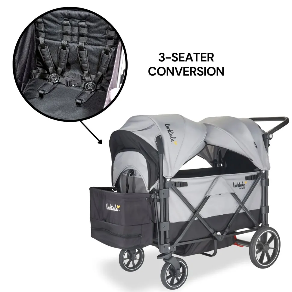 Larktale Caravan V2 (3 Seater) Stroller Wagon Bundle - Gray/Black