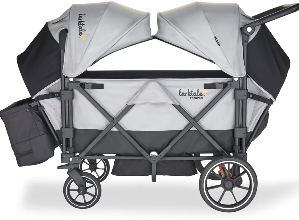 Larktale Caravan V2 (3 Seater) Stroller Wagon Bundle - Gray/Black