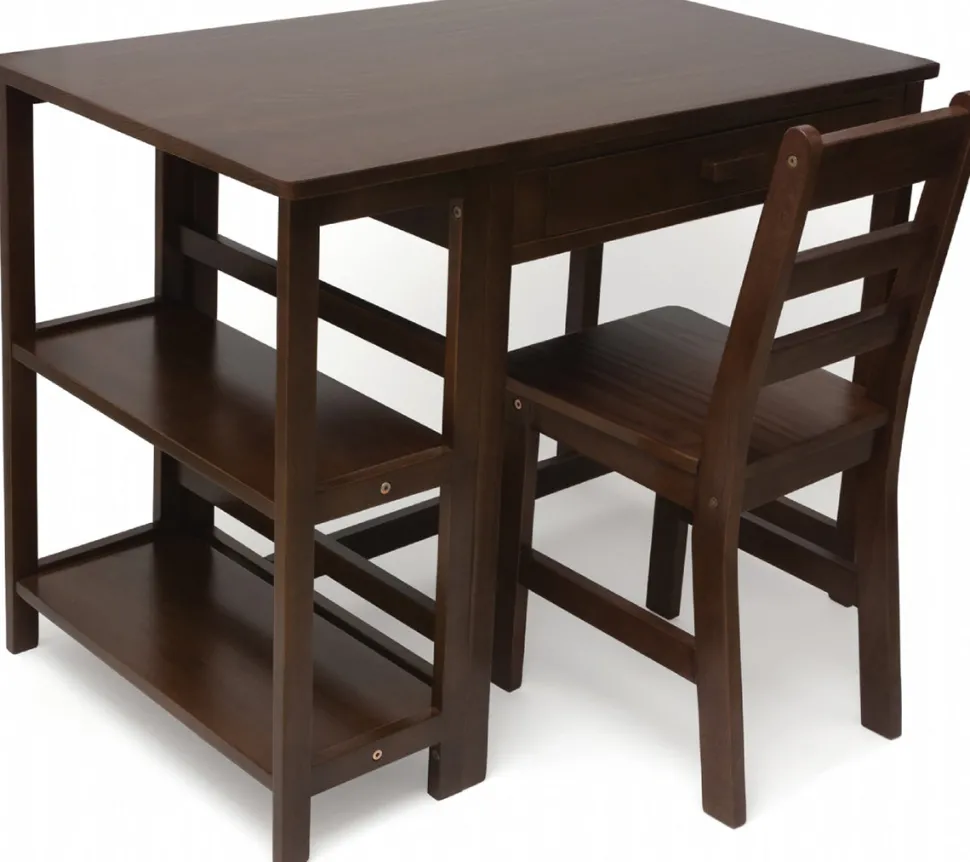 Lipper International Kids Work Station and Chair - Walnut