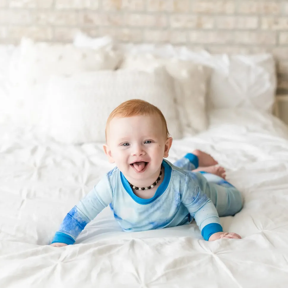 Little Sleepies Two-Piece Bamboo Viscose Pajama Set - Blue Watercolor, 18 - 24 months