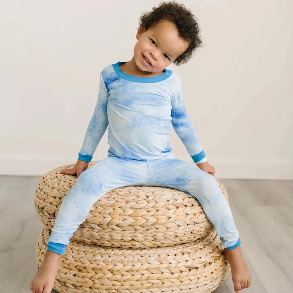 Little Sleepies Two-Piece Bamboo Viscose Pajama Set - Blue Watercolor, 2T