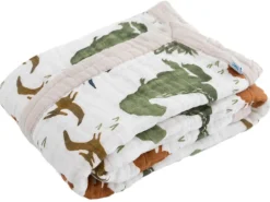 Little Unicorn Cotton Muslin Baby Blanket - Dino Friends