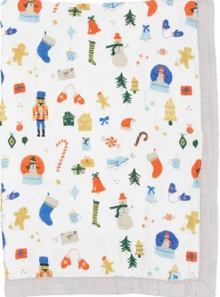 Little Unicorn Cotton Muslin Baby Quilt - Christmas Time