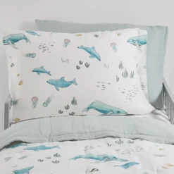 Little Unicorn Cotton Muslin Toddler Pillowcase, 2 Pack - Whales