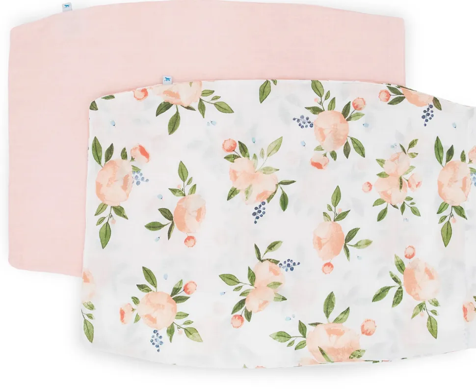 Little Unicorn Cotton Muslin Toddler Pillowcase, 2 Pack - Watercolor Roses Grande