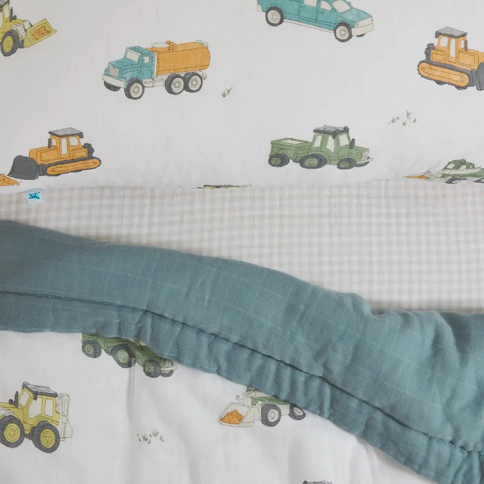 Little Unicorn Cotton Muslin Toddler Bedding 3 Piece Set - Work Trucks