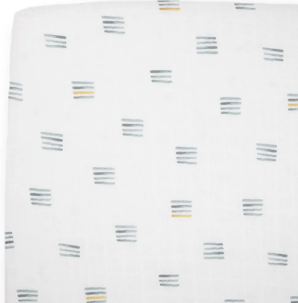 Little Unicorn Cotton Muslin Crib Sheet - Blue Stacks