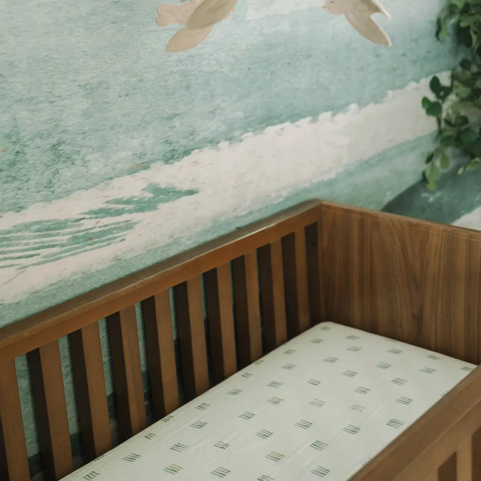Little Unicorn Cotton Muslin Crib Sheet - Blue Stacks