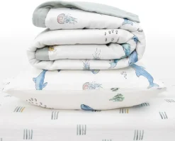 Little Unicorn Cotton Muslin Toddler Bedding 3 Piece Set - Whales