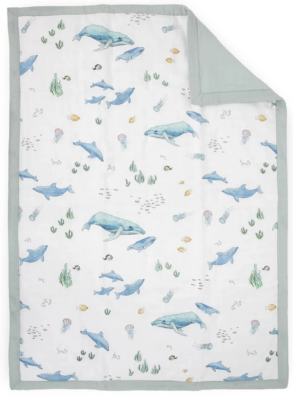 Little Unicorn Cotton Muslin Toddler Bedding 3 Piece Set - Whales