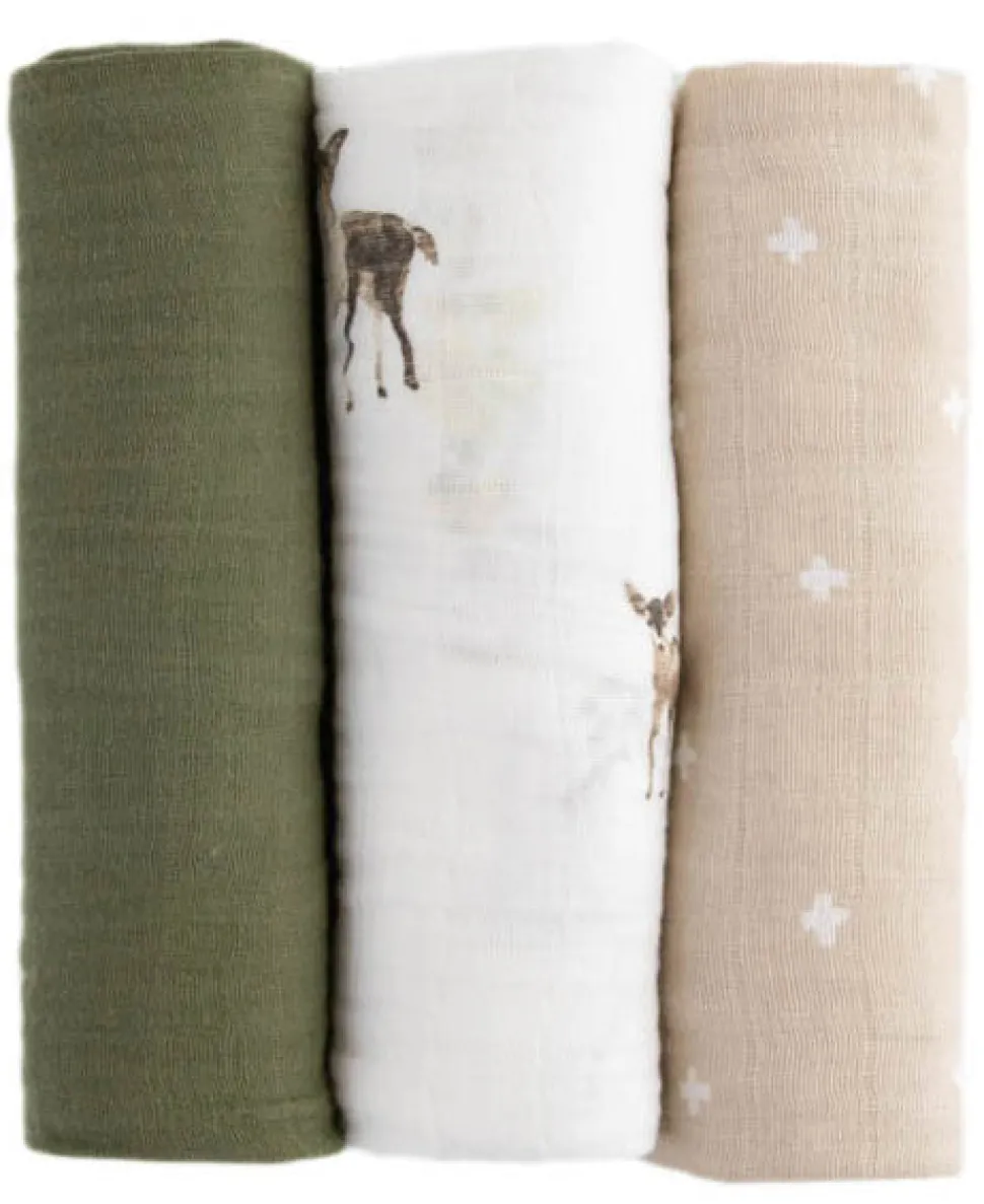 Little Unicorn Cotton Muslin Swaddle 3 Pack - Oh Deer 2 Set