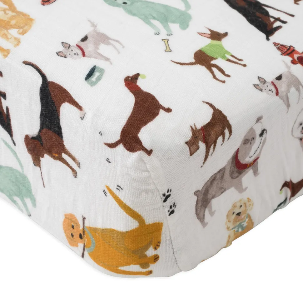 Little Unicorn Cotton Muslin Fitted Crib Sheet - Woof