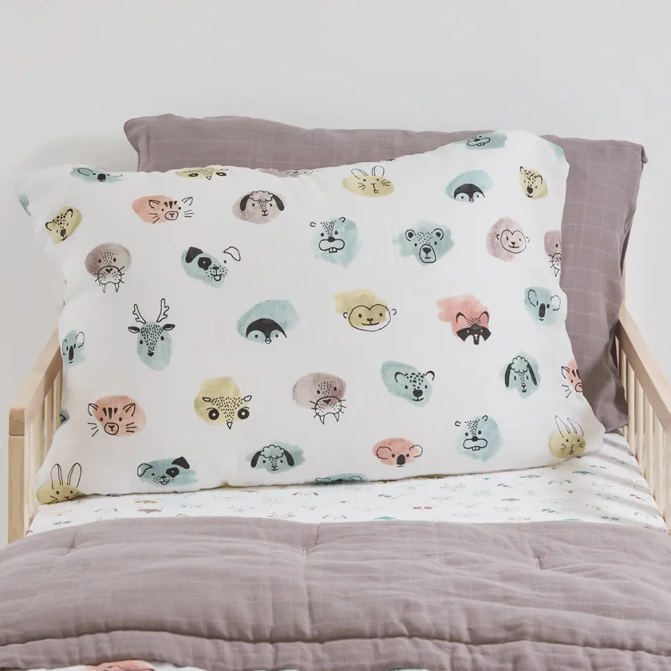 Little Unicorn Cotton Muslin Toddler Pillowcase, 2 Pack - Watercolor Critters