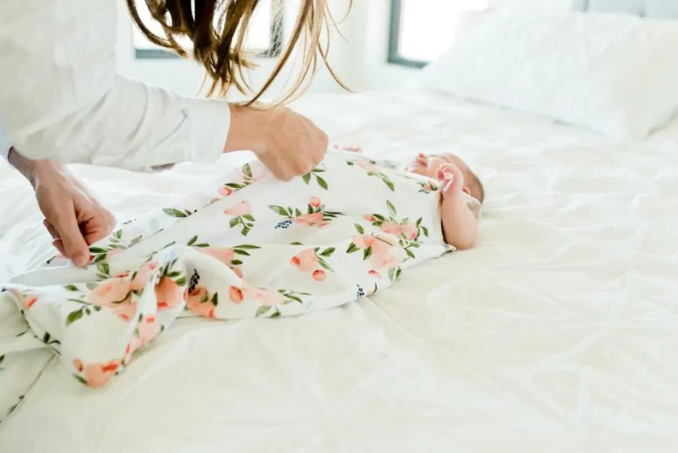 Little Unicorn Cotton Muslin Sleep Bag, Medium Watercolor Roses