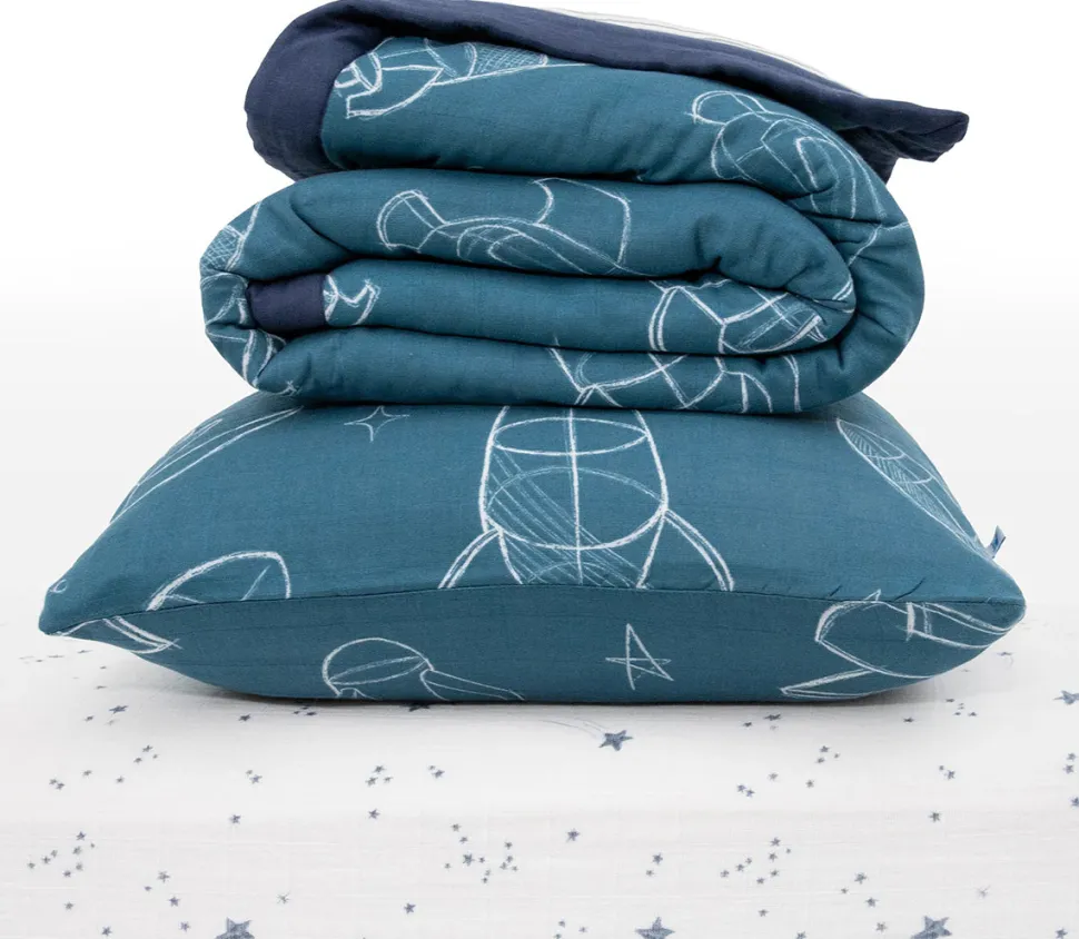 Little Unicorn Cotton Muslin Toddler Bedding 3 Piece Set - Blast Off