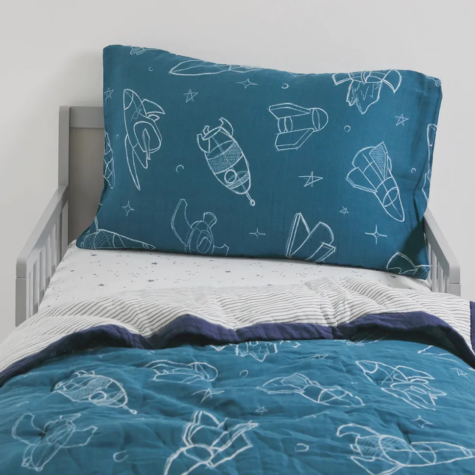Little Unicorn Cotton Muslin Toddler Bedding 3 Piece Set - Blast Off