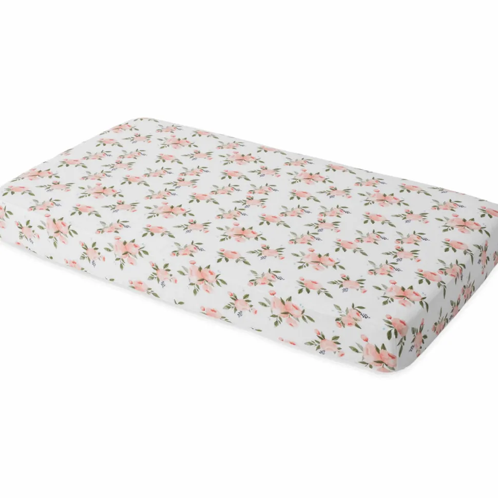Little Unicorn Cotton Muslin Fitted Crib Sheet - Watercolor Roses