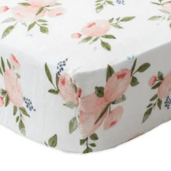 Little Unicorn Cotton Muslin Fitted Crib Sheet - Watercolor Roses