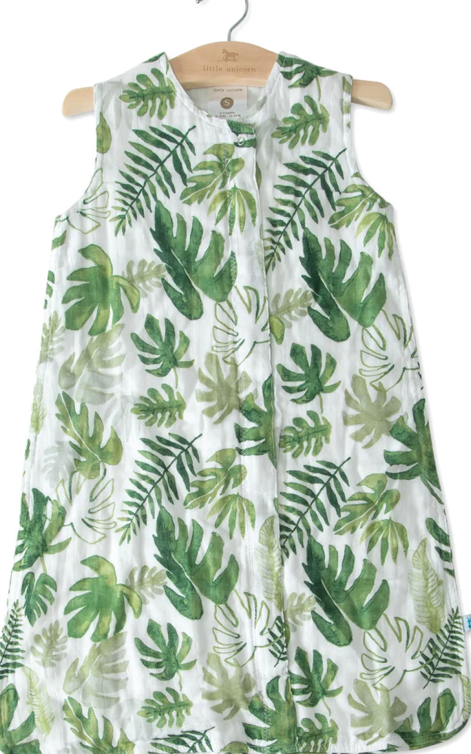 Little Unicorn Cotton Muslin Sleep Bag, Medium - Tropical Leaf