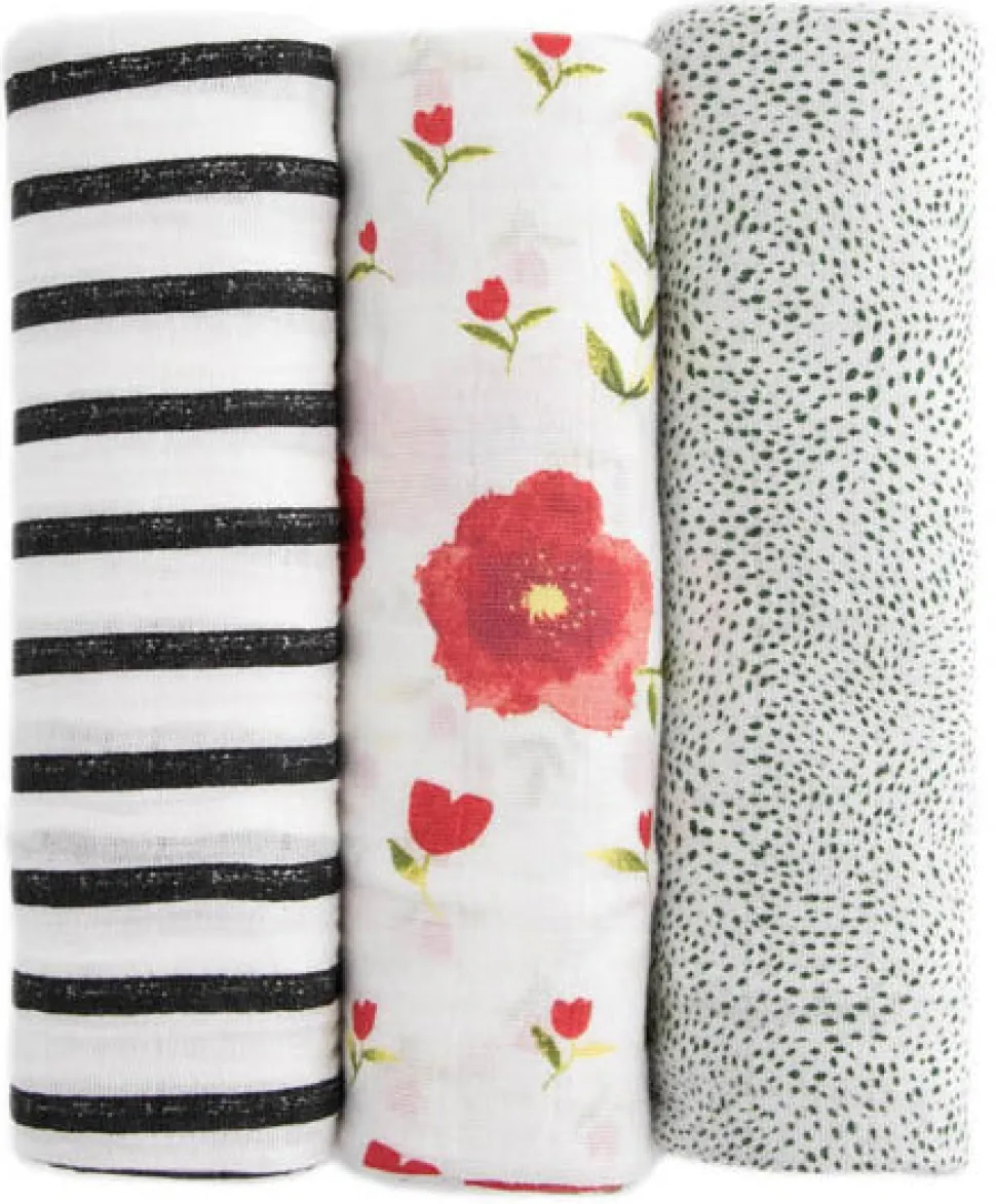 Little Unicorn Cotton Muslin Swaddle 3 Pack - Summer Poppy 2 Set