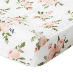 Little Unicorn Cotton Muslin Changing Pad Cover - Watercolor Roses