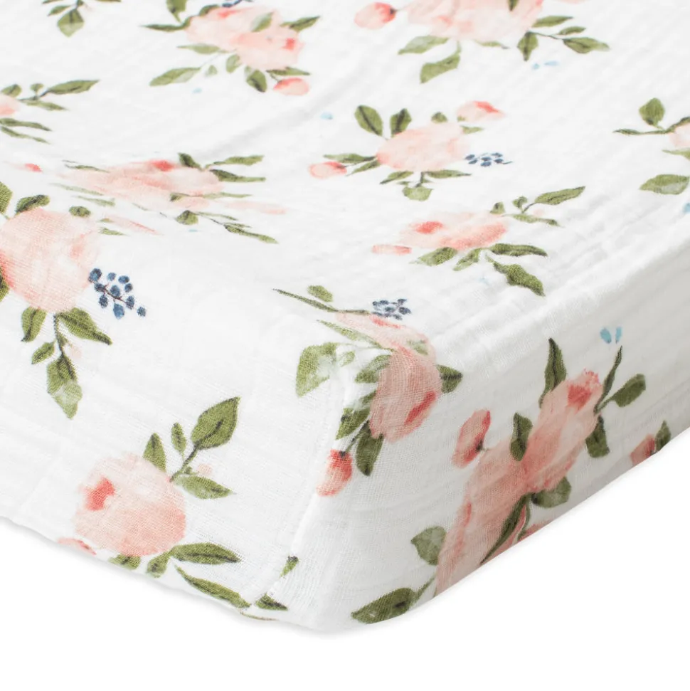 Little Unicorn Cotton Muslin Changing Pad Cover - Watercolor Roses