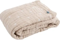 Little Unicorn Cotton Muslin Baby Blanket - Taupe Cross