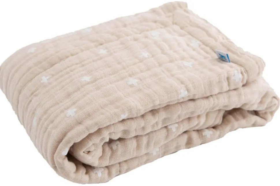 Little Unicorn Cotton Muslin Baby Blanket - Taupe Cross