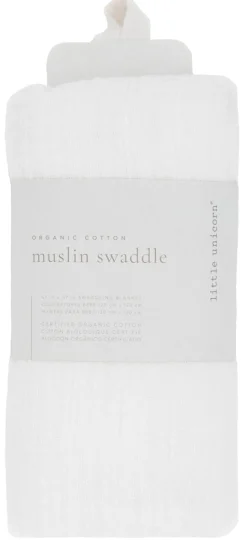 Little Unicorn Organic Cotton Muslin Swaddle Blanket - White