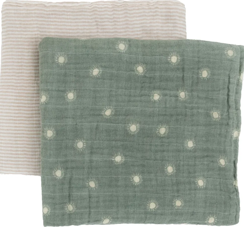 Little Unicorn Organic Cotton Muslin Swaddle Blanket 2 Pack - Sage Suns