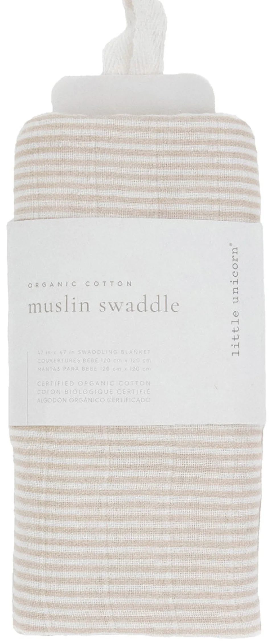 Little Unicorn Organic Cotton Muslin Swaddle Blanket - Sand Stripe