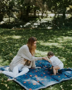 Little Unicorn Outdoor Blanket, 5' x 5' - Midnight Poppy