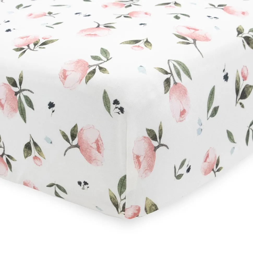Little Unicorn Stretch Knit Crib Sheet - Watercolor Rose