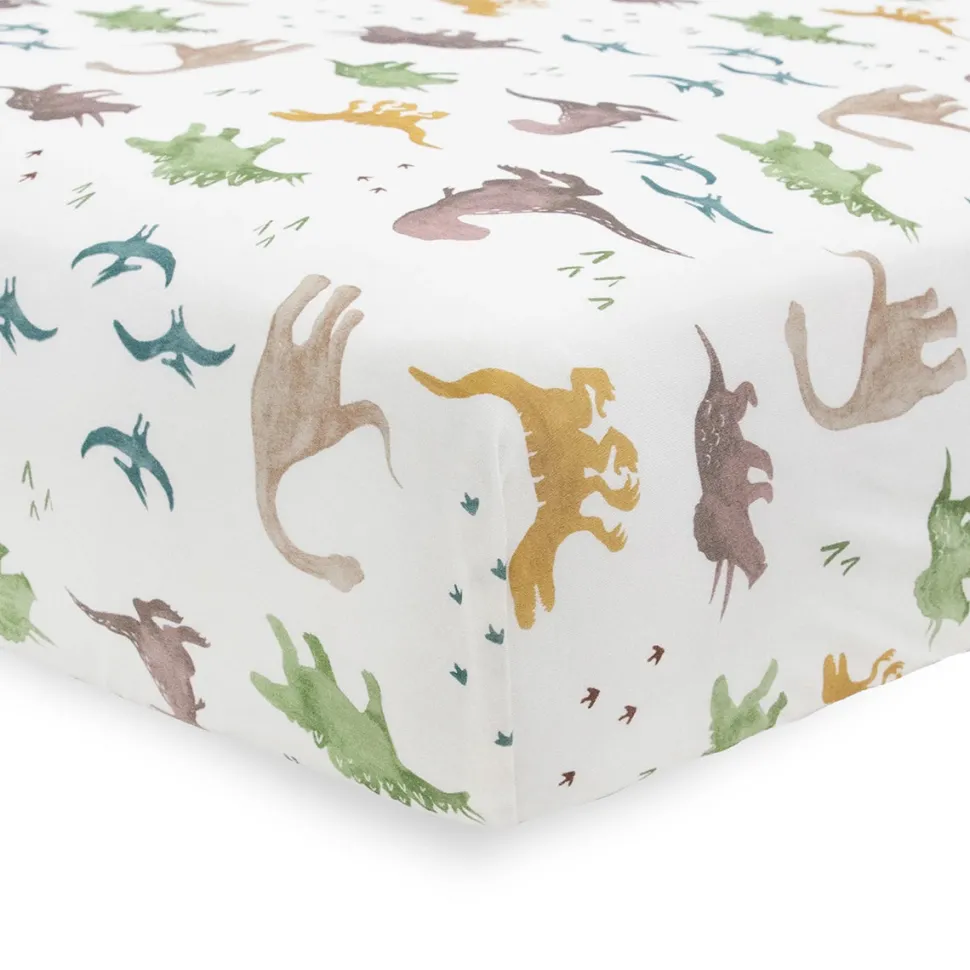 Little Unicorn Stretch Knit Crib Sheet - Dino Pals