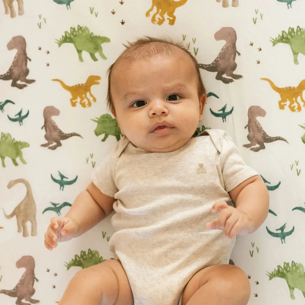 Little Unicorn Stretch Knit Crib Sheet - Dino Pals
