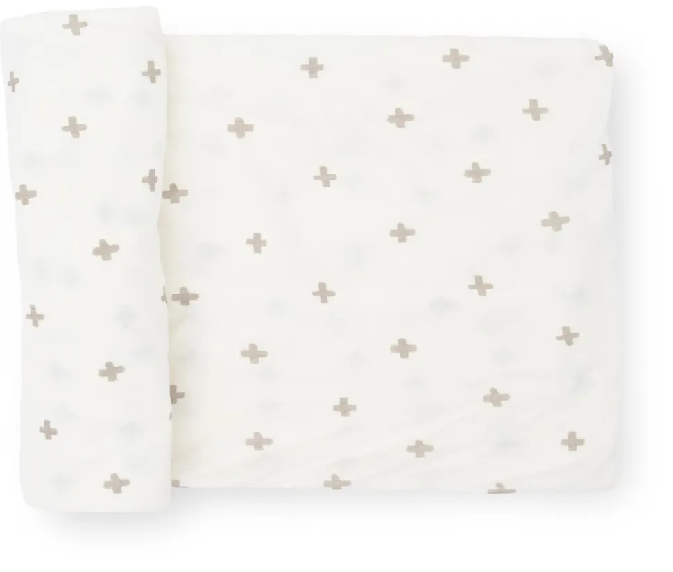 Little Unicorn Stretch Knit Swaddle Blanket - Grey Cross