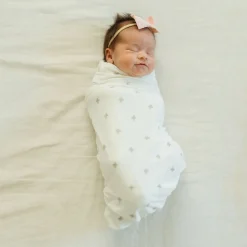 Little Unicorn Stretch Knit Swaddle Blanket - Grey Cross