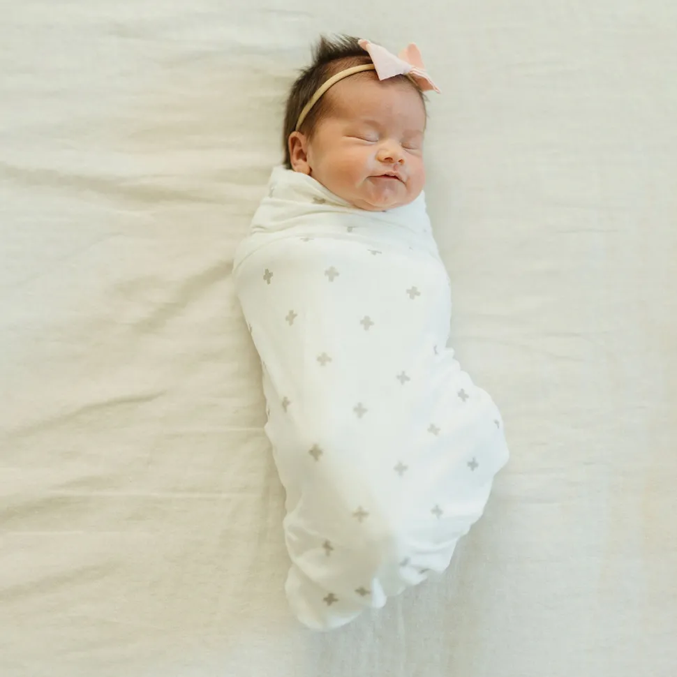 Little Unicorn Stretch Knit Swaddle Blanket - Grey Cross