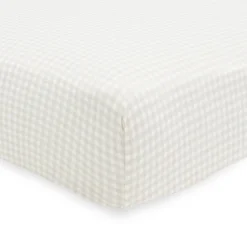 Little Unicorn Stretch Knit Crib Sheet - Tan Gingham