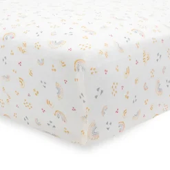 Little Unicorn Stretch Knit Crib Sheet - Rainbows