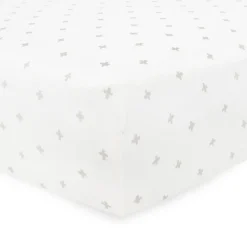 Little Unicorn Stretch Knit Crib Sheet - Grey Cross