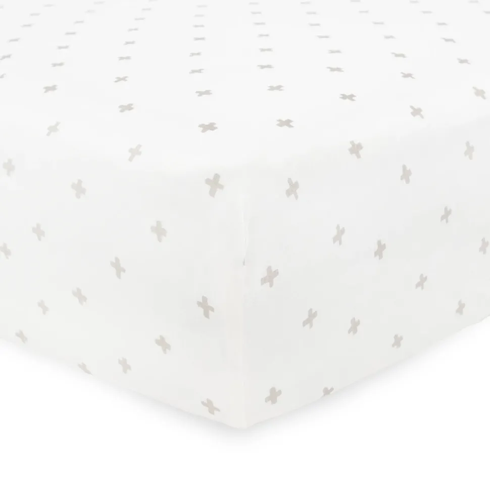 Little Unicorn Stretch Knit Crib Sheet - Grey Cross