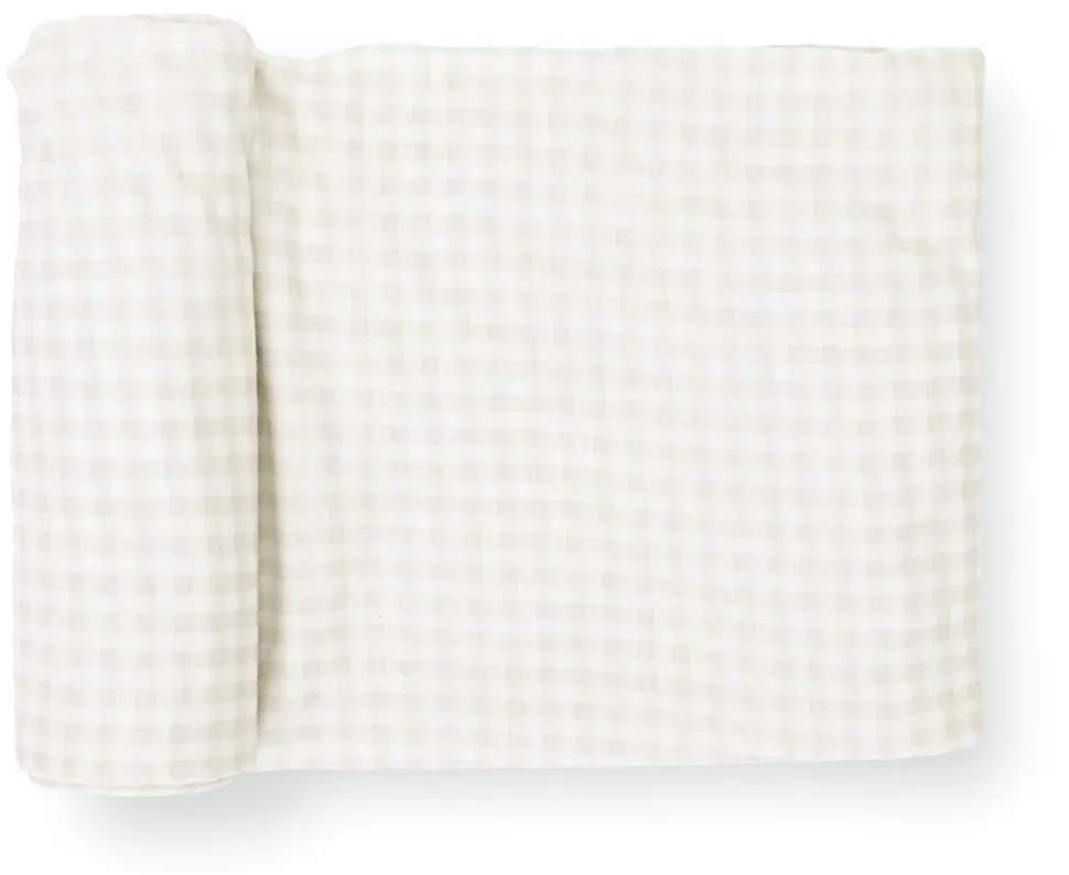 Little Unicorn Stretch Knit Swaddle Blanket - Tan Gingham